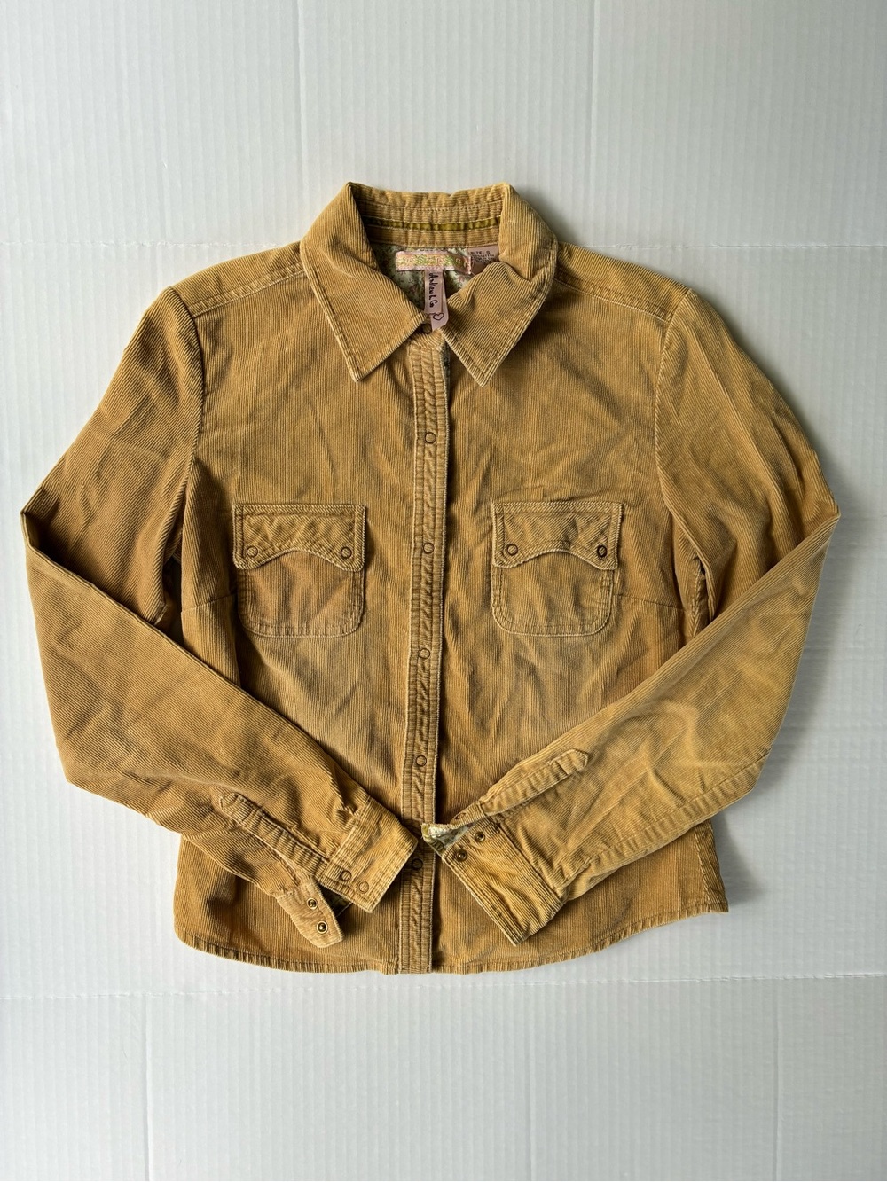 Andrew & Co Women’s Corduroy Long Sleeve Snap Button Jacket Size Small Brown